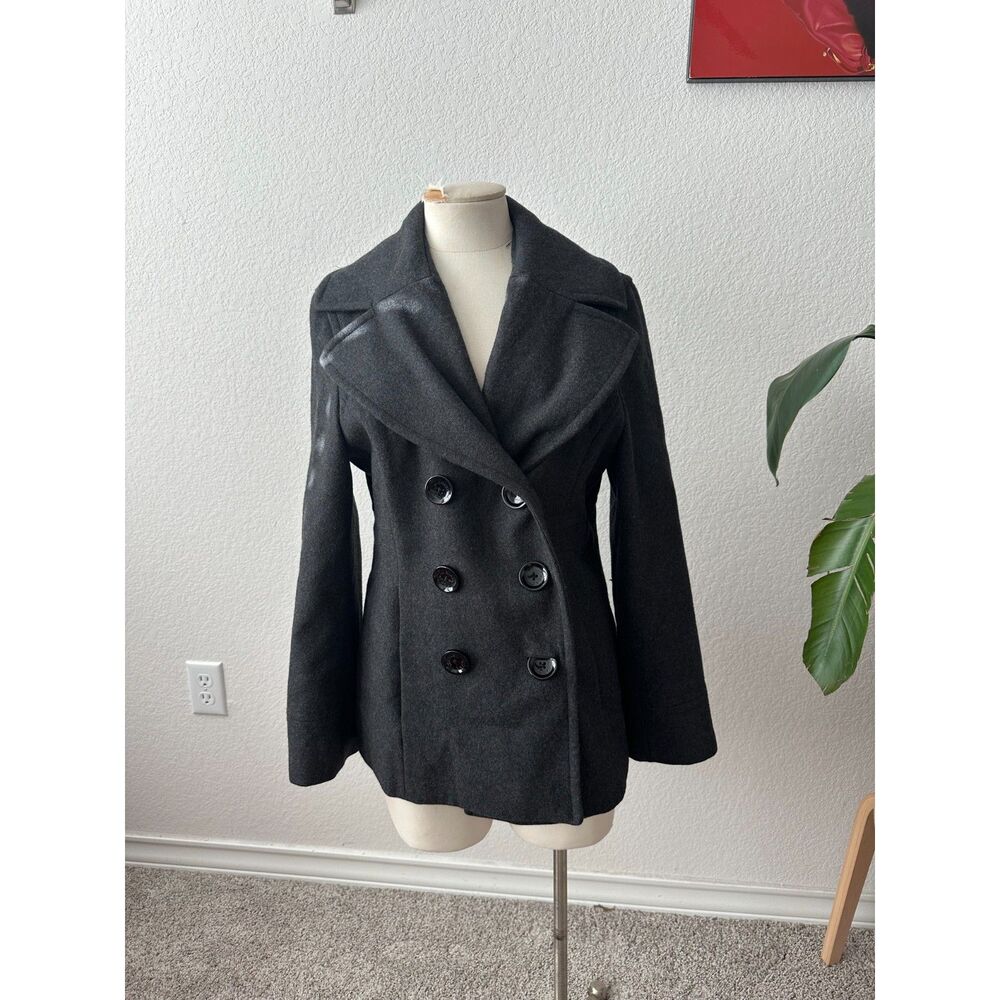 MICHAEL KORS Double Breasted Wool Blend Peacoat